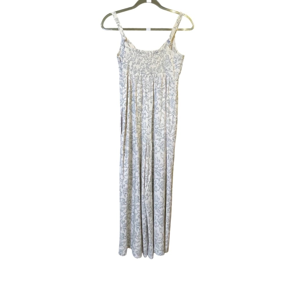 Gentle Fawn Floral Wide Leg Jumpsuit Cream Grey Linen Blend XS Smocked Back Boho - Picture 6 of 9